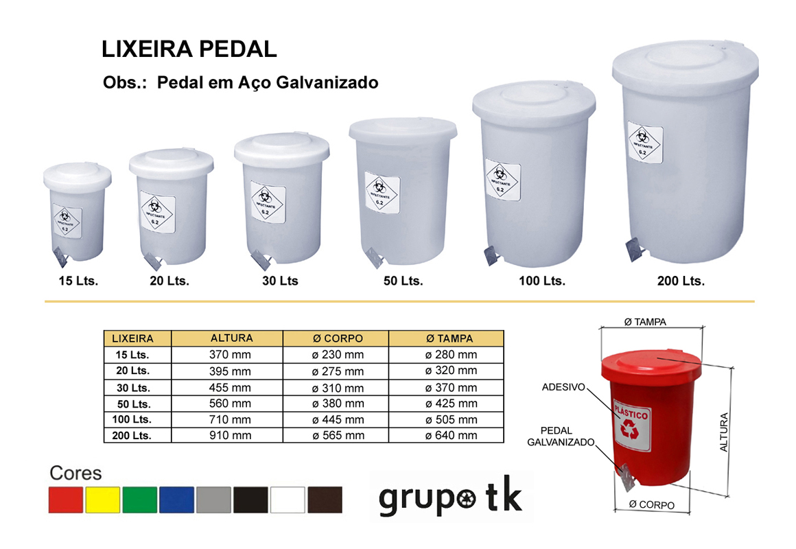 Lixeira com pedal 100 Litros